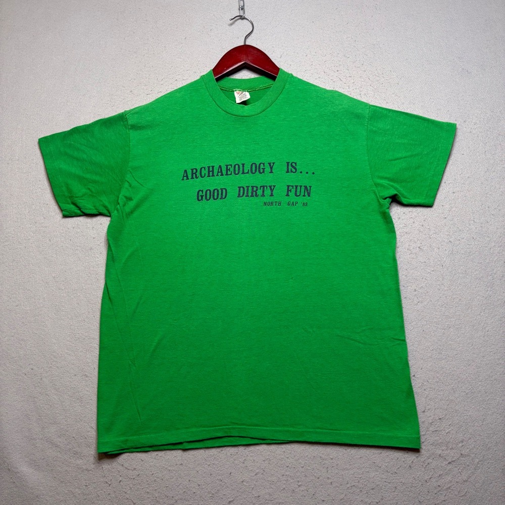 Stedman T-Shirt Mens XL Green Archaeology Good Dirty Fun Vintage 80s Graphic Tee